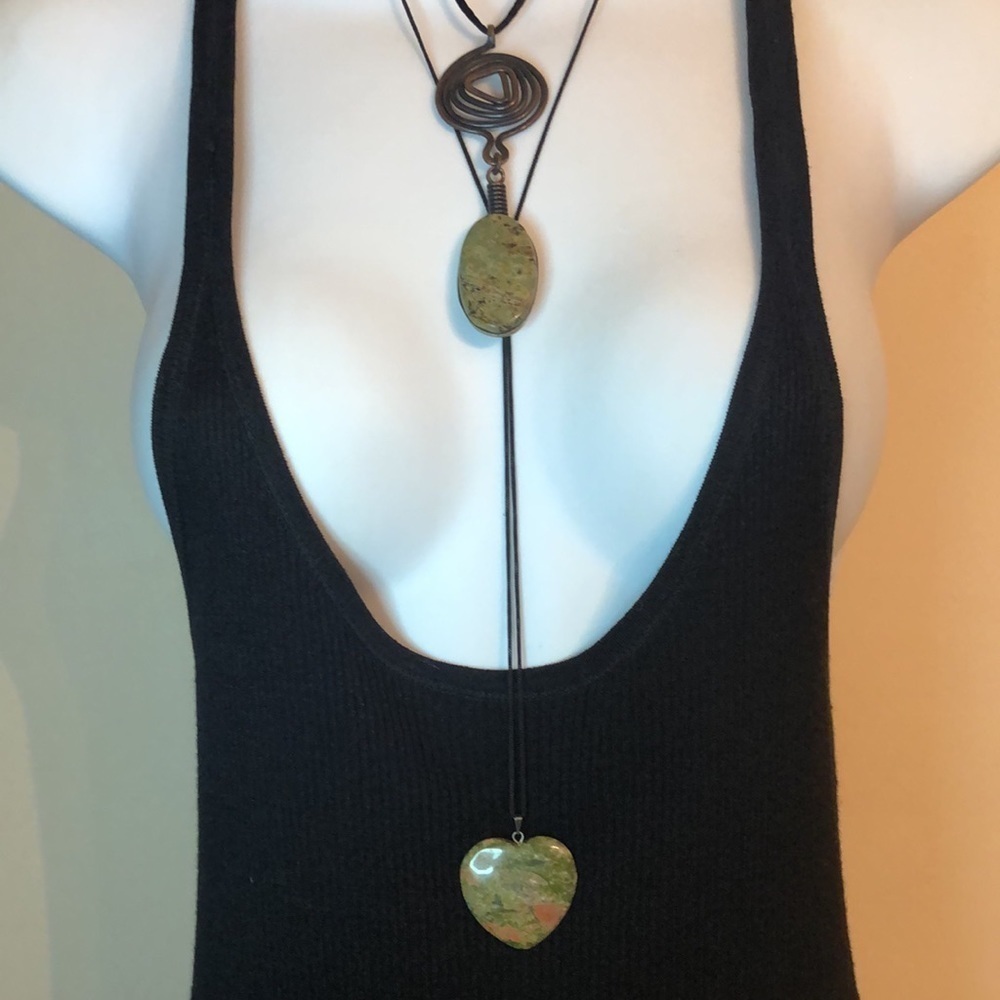 Curated bundle boho festival layered look stone long cord necklaces 2. - Picture 2 of 6